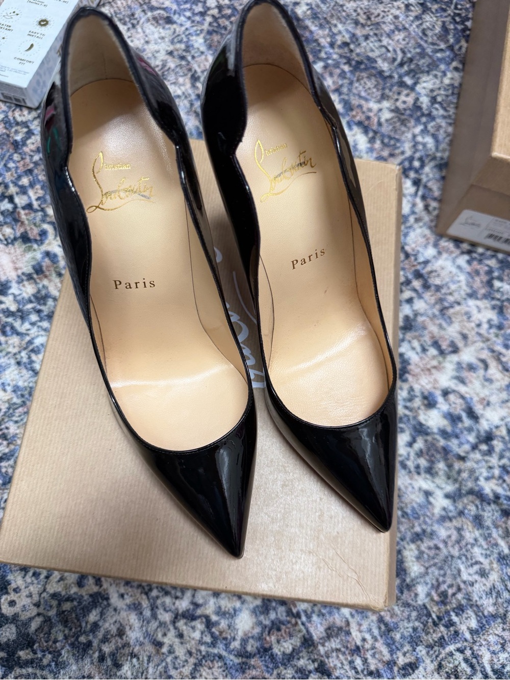 Christian Louboutin Black Patent Pointed Pumps - Classic High Heel